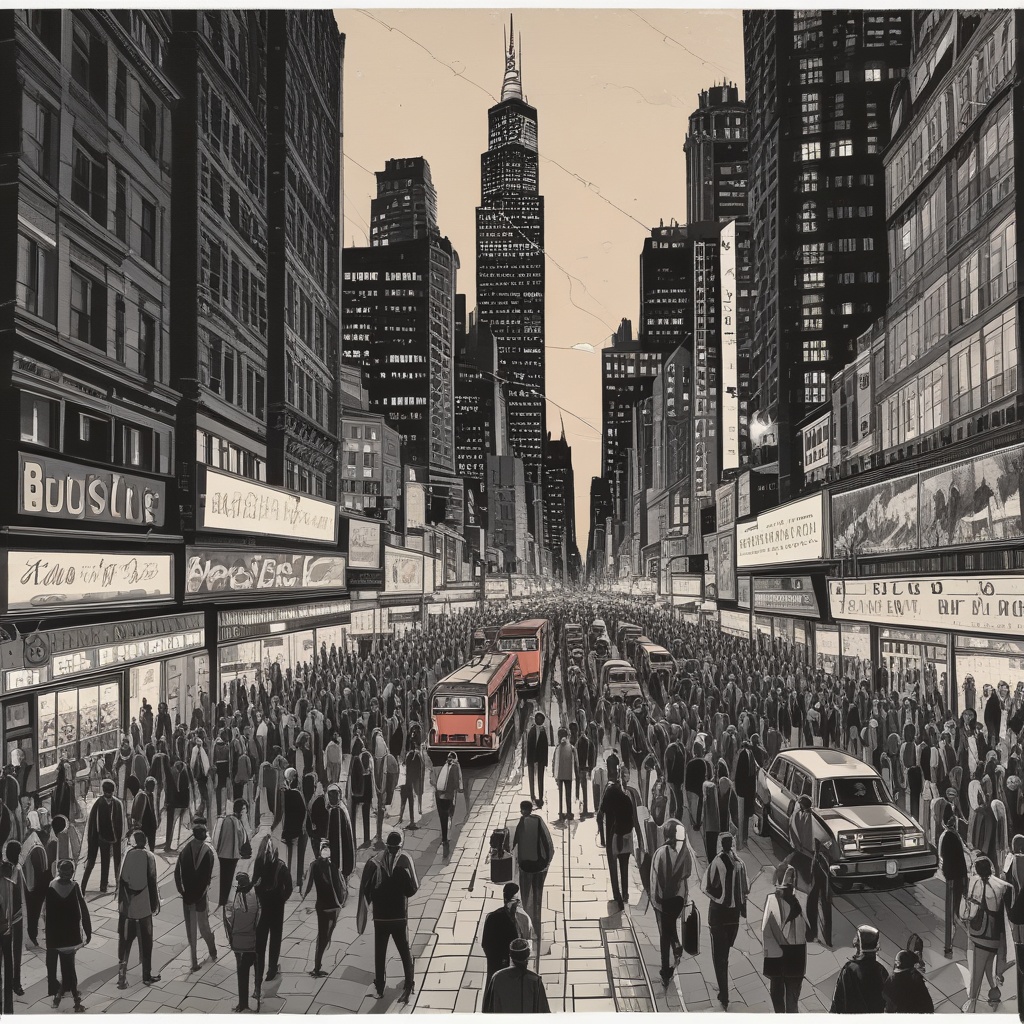 Busy city nightlife